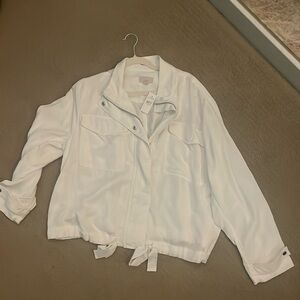 Loft white cinched twill lightweight jacket Size XL NEW WITH TAGS
